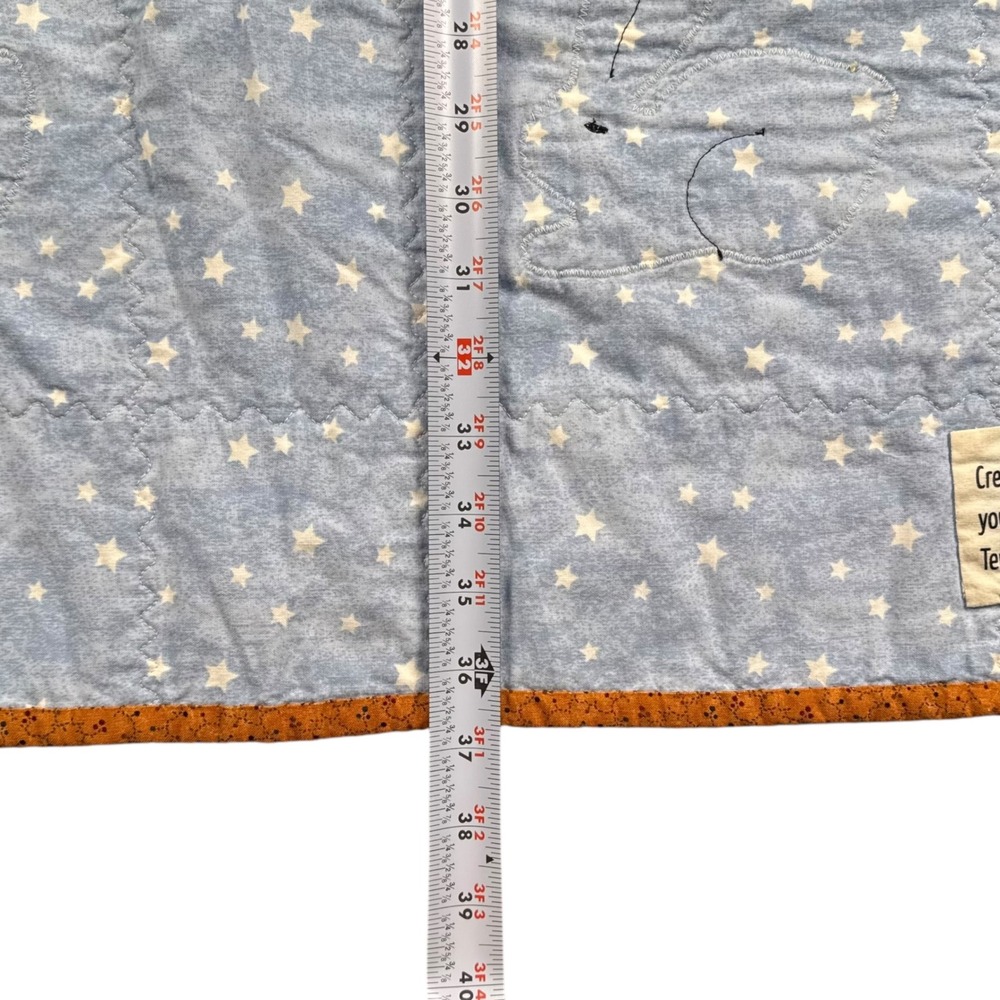 Tender Loving Quilters Handmade Baby Quilt Bunny Rabbit Stars Brown Yellow 25x36 - Picture 8 of 8